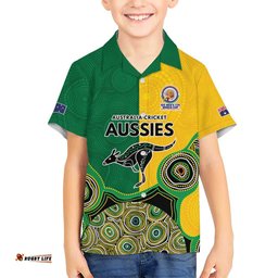 Custom Australia Cricket Spirit 2026 Hawaiian Shirt World T20 Edition - Aussie Color Aboriginal Motif LT9