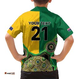 Custom Australia Cricket Spirit 2026 Hawaiian Shirt World T20 Edition - Aussie Color Aboriginal Motif LT9