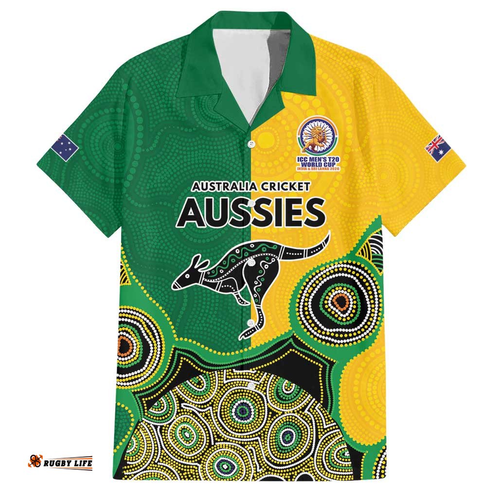 Custom Australia Cricket Spirit 2026 Hawaiian Shirt World T20 Edition - Aussie Color Aboriginal Motif LT9