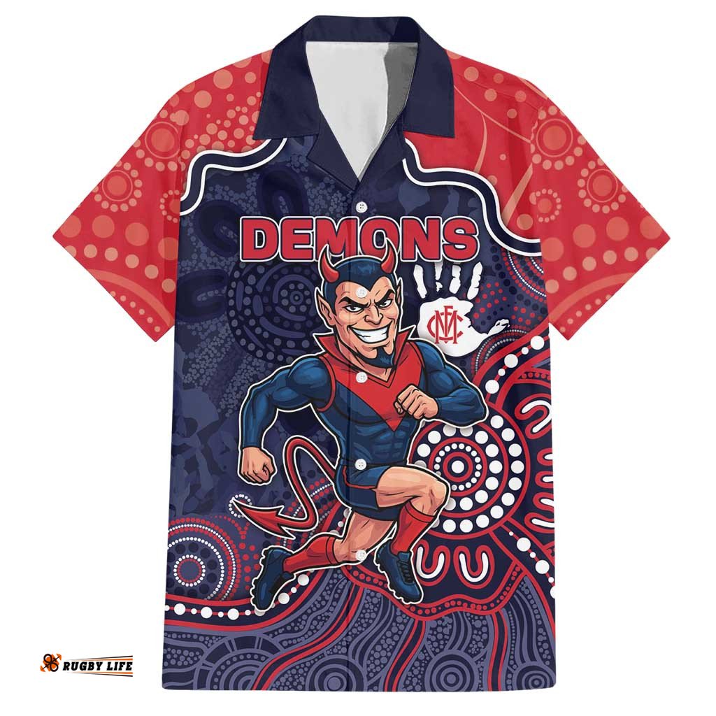Custom Demons Football Hawaiian Shirt Aboriginal Dot Art Pattern DT05
