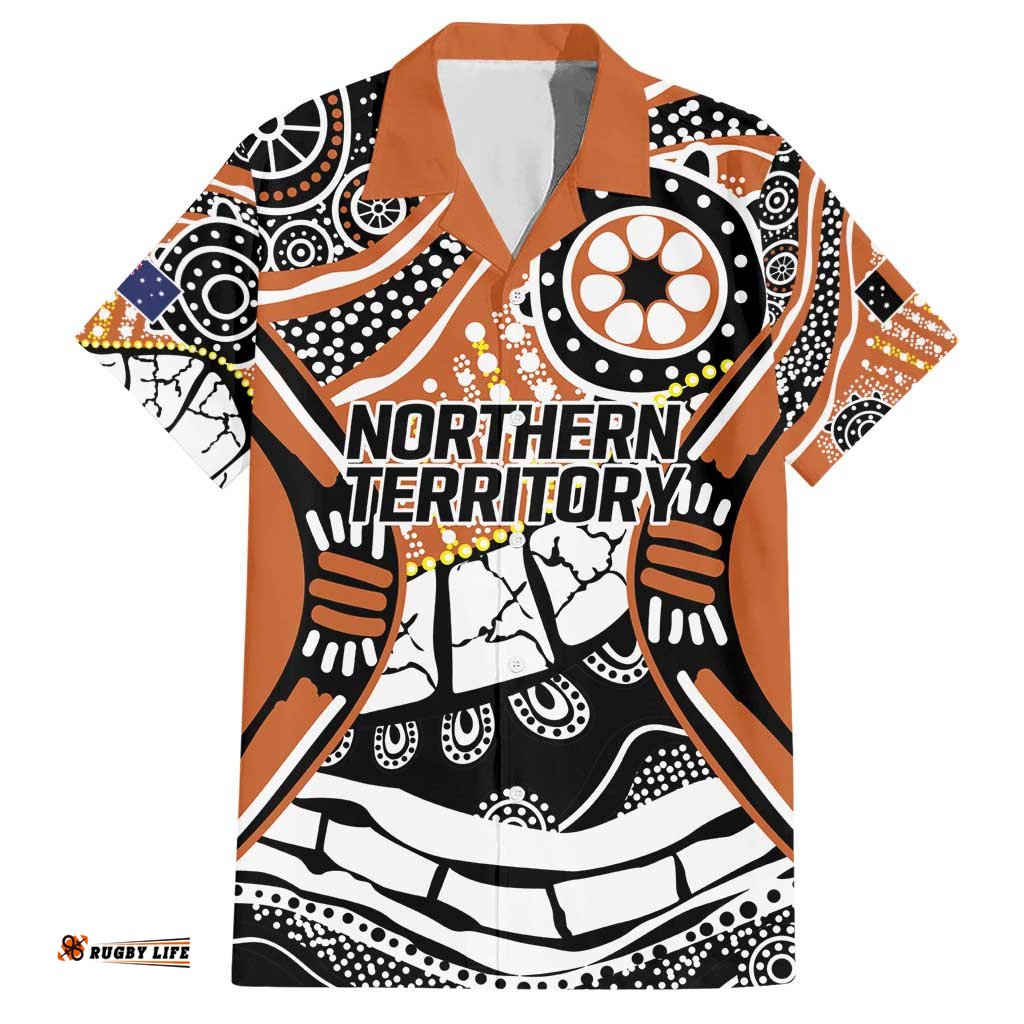 Australian Northern Territory Hawaiian Shirt Aboriginal with Sturt's Desert Rose LT9