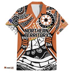Australian Northern Territory Hawaiian Shirt Aboriginal with Sturt's Desert Rose LT9