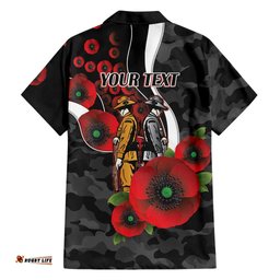 Collingwood Magpies ANZAC Personalised Hawaiian Shirt Lest We Forget Poppy Camo LT9