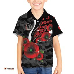 Collingwood Magpies ANZAC Personalised Hawaiian Shirt Lest We Forget Poppy Camo LT9