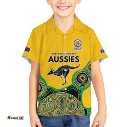 Custom Australia Cricket Spirit 2026 Hawaiian Shirt World T20 Edition - Gold Aboriginal LT9