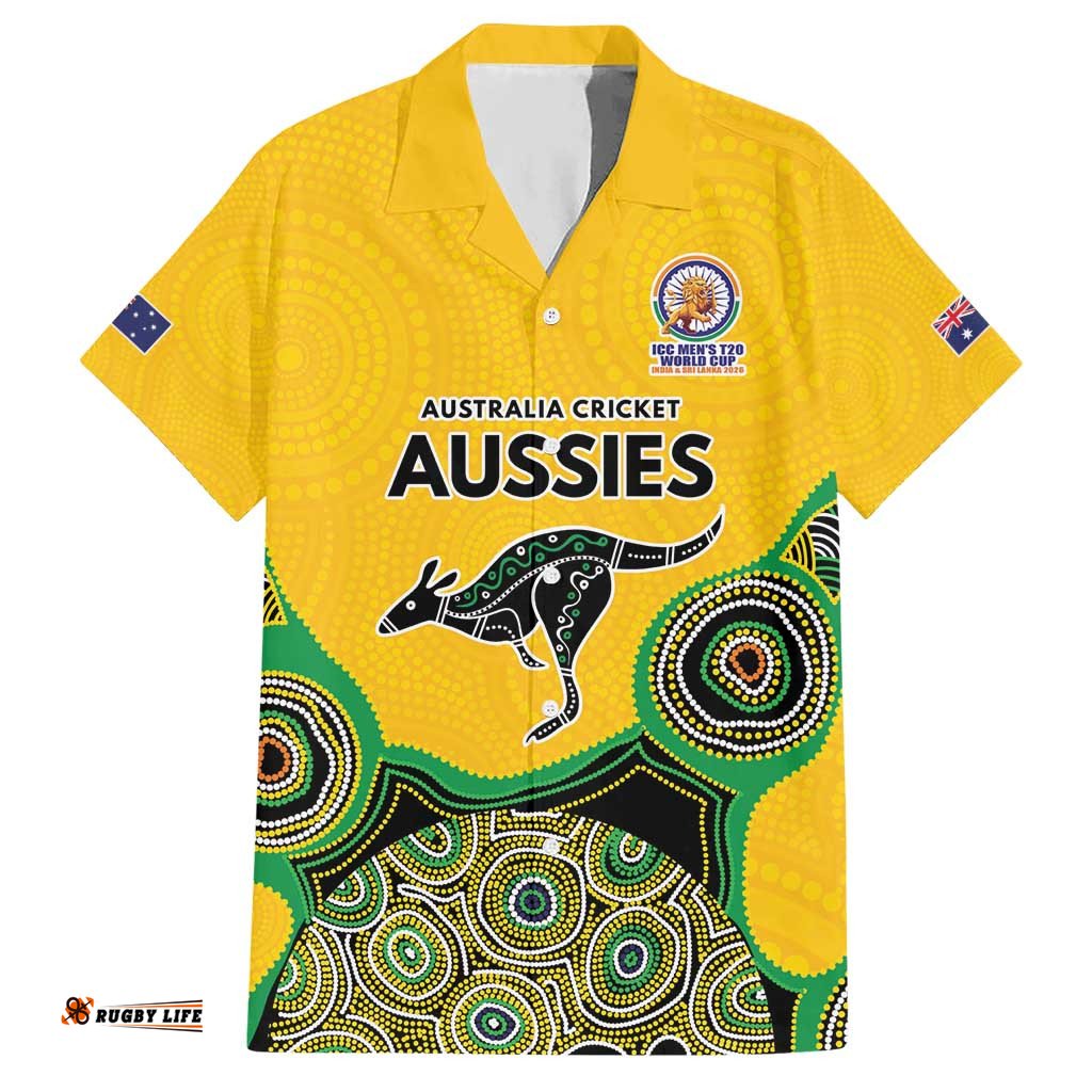 Custom Australia Cricket Spirit 2026 Hawaiian Shirt World T20 Edition - Gold Aboriginal LT9