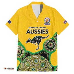 Custom Australia Cricket Spirit 2026 Hawaiian Shirt World T20 Edition - Gold Aboriginal LT9
