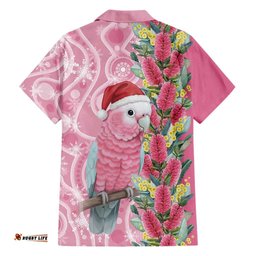 Australia Pink Galah Christmas Hawaiian Shirt Falalalala Galalah Bottlebrush Aboriginal Art LT14