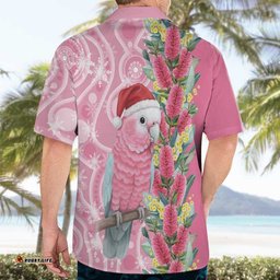 Australia Pink Galah Christmas Hawaiian Shirt Falalalala Galalah Bottlebrush Aboriginal Art LT14