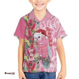 Australia Pink Galah Christmas Hawaiian Shirt Falalalala Galalah Bottlebrush Aboriginal Art LT14