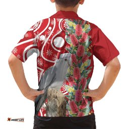 Blue Galah Mutation Christmas Australia Hawaiian Shirt Falalalala Galalah Bottlebrush Red Aboriginal Art LT14