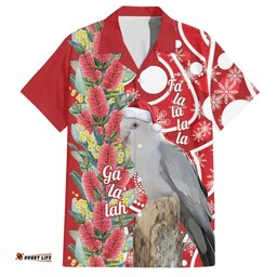Blue Galah Mutation Christmas Australia Hawaiian Shirt Falalalala Galalah Bottlebrush Red Aboriginal Art LT14