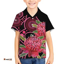 Australia Waratah Hawaiian Shirt Telopea Aussie Native Flowers Indigenous Art LT14