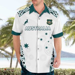 Custom Australia Rugby 2026 Hawaiian Shirt Go Wallabies Aboriginal Pattern White Version LT05