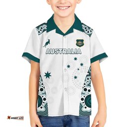 Custom Australia Rugby 2026 Hawaiian Shirt Go Wallabies Aboriginal Pattern White Version LT05