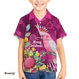 Australia Pink Cockatoo Christmas Hawaiian Shirt Aussie Native Flowers Merry Xmas - Pink LT14