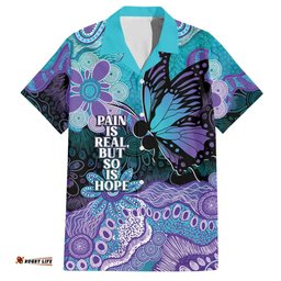 Australia Indigenous Teal Purple Contemporary Aboriginal Art Hawaiian Shirt Hope Is Real LT7