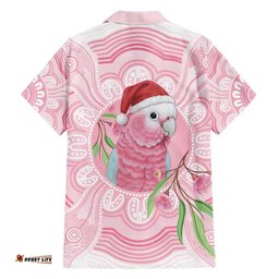 Funny Pink Galah Australia Christmas Hawaiian Shirt Eucalyptus Blossoms Aboriginal Art LT14