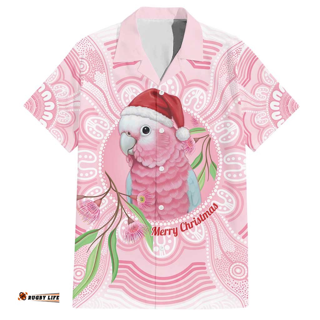 Funny Pink Galah Australia Christmas Hawaiian Shirt Eucalyptus Blossoms Aboriginal Art LT14