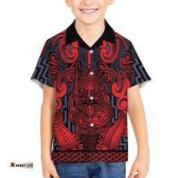Custom New Zealand Taiaha Maori Hawaiian Shirt Whero Minimalist Silver Fern Tukutuku Motif LT9