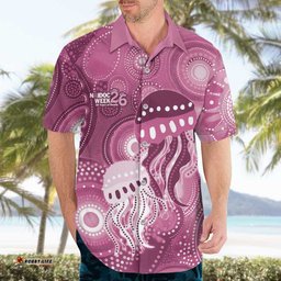 NAIDOC Deadly 50 Years Hawaiian Shirt Jellyfish Aboriginal Culture Inspired Pink LT9