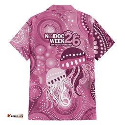 NAIDOC Deadly 50 Years Hawaiian Shirt Jellyfish Aboriginal Culture Inspired Pink LT9