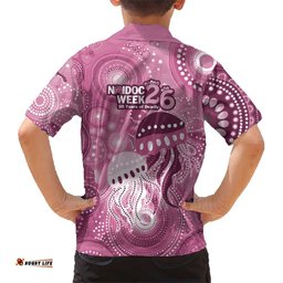 NAIDOC Deadly 50 Years Hawaiian Shirt Jellyfish Aboriginal Culture Inspired Pink LT9