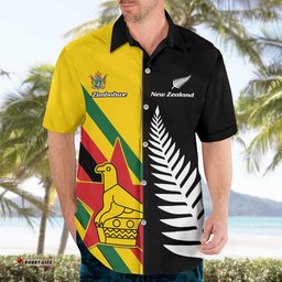Custom New Zealand and Zimbabwe Hawaiian Shirt NZ Fern Zim Flag Half Style LT14