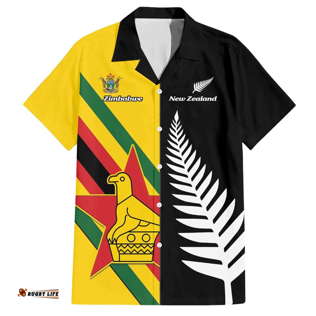 Custom New Zealand and Zimbabwe Hawaiian Shirt NZ Fern Zim Flag Half Style LT14