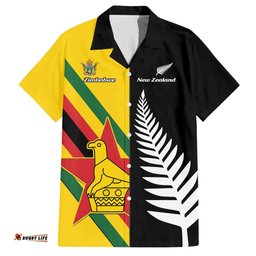 Custom New Zealand and Zimbabwe Hawaiian Shirt NZ Fern Zim Flag Half Style LT14