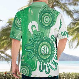 NAIDOC Week 2026 Hawaiian Shirt 50 Years Deadly Dhari Green Aboriginal Art LT14