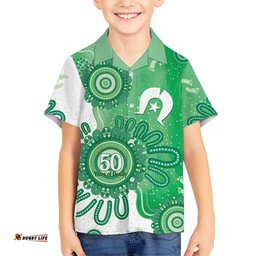 NAIDOC Week 2026 Hawaiian Shirt 50 Years Deadly Dhari Green Aboriginal Art LT14