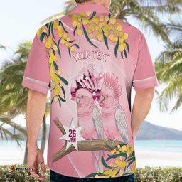 Personalised Galah Australia Day Hawaiian Shirt 26th January Golden Wattle Pink Color LT14