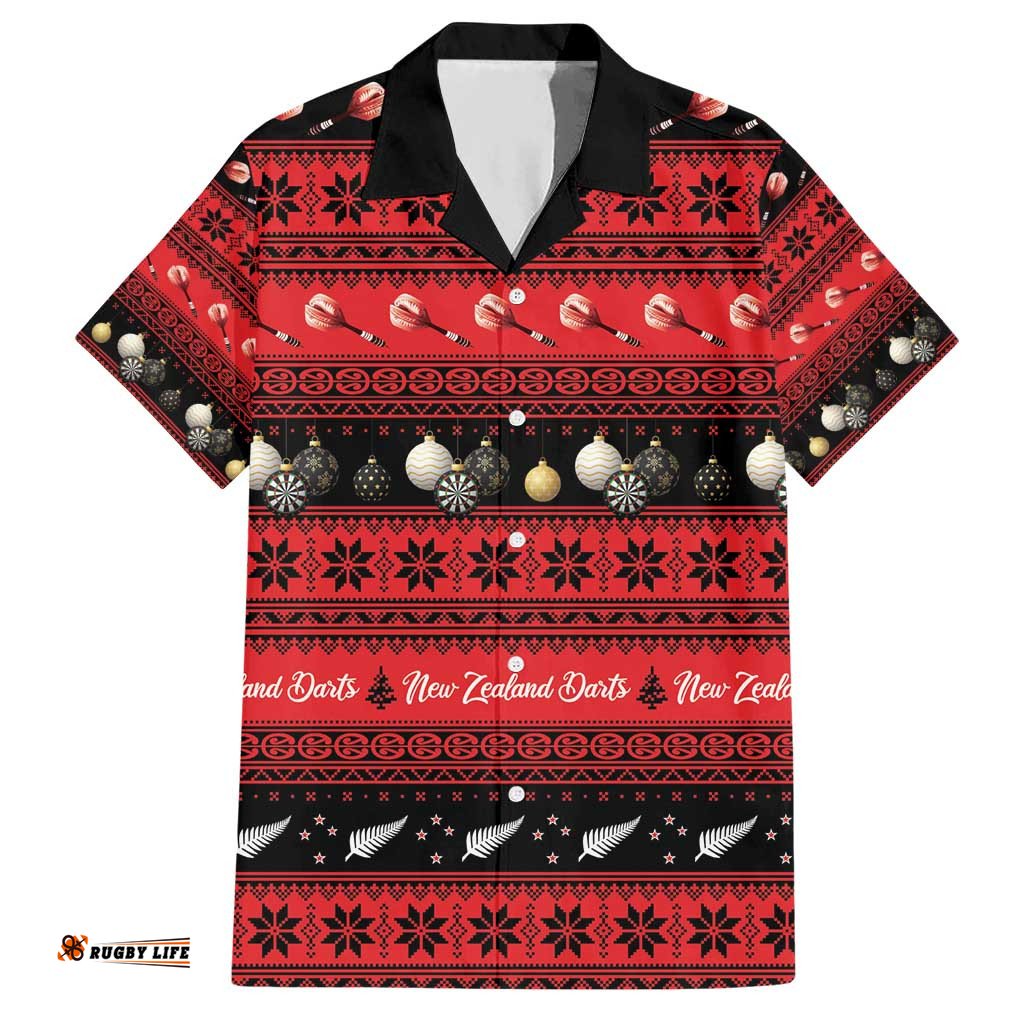 New Zealand Darts Christmas Hawaiian Shirt Merry Xmas Aotearoa Maori Red LT14