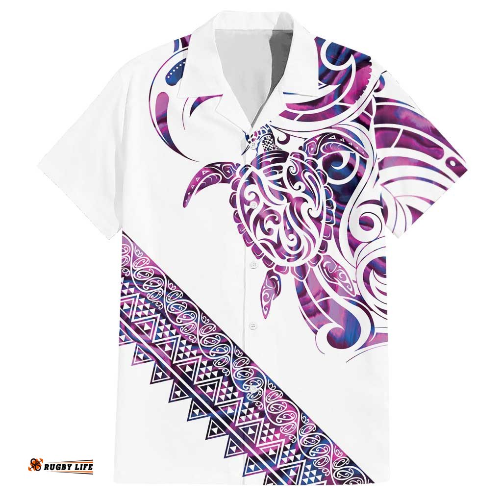 Mawhero Paua shell Kowhaiwhai Taniko Personalised Hawaiian Shirt Turtle Tattoo Maori Tribal Style LT9