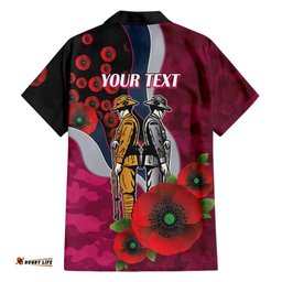 Manly Warringah Sea Eagles ANZAC Personalised Hawaiian Shirt Lest We Forget Poppy Camo LT9
