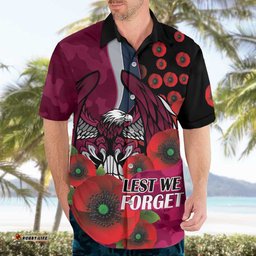 Manly Warringah Sea Eagles ANZAC Personalised Hawaiian Shirt Lest We Forget Poppy Camo LT9