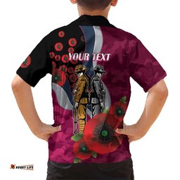 Manly Warringah Sea Eagles ANZAC Personalised Hawaiian Shirt Lest We Forget Poppy Camo LT9
