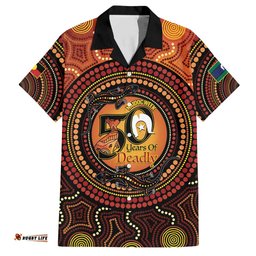NAIDOC Week 2026 Personalised Hawaiian Shirt 50 Years of Deadly Lizard Kangaroo Aboriginal Art LT14
