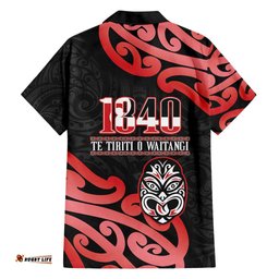 New Zealand 1840 Waitangi Day Hawaiian Shirt Aotearoa Haka Mask - Red Version LT14