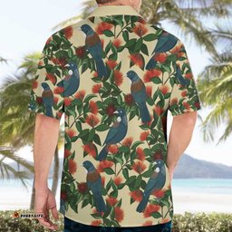 New Zealand Christmas Hawaiian Shirt Romantic Tui Birds on Pohutukawa - Ivory LT7