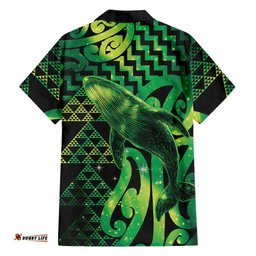 Humpback Whale Matariki New Zealand Hawaiian Shirt NZ Maori Paikea Poutama Luxury Green LT14