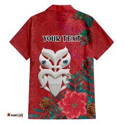 Maori Wheku Meri Kirihimete Personalised Hawaiian Shirt All Red Indigenous Maori Motif LT9