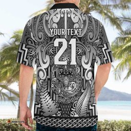 Custom New Zealand Taiaha Maori Hawaiian Shirt Kiwikiwi Minimalist Silver Fern Tukutuku Motif LT9