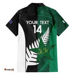 Custom New Zealand And Pakistan Cricket Hawaiian Shirt 2025 Black Cap Shaheens Together LT14