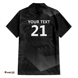 New Zealand Cricket Custom Hawaiian Shirt Potae Pango Black Fern Pattern LT9