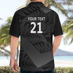 New Zealand Cricket Custom Hawaiian Shirt Potae Pango Black Fern Pattern LT9