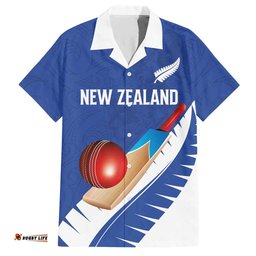 Custom New Zealand Cricket Hawaiian Shirt Kiwi Birds Haka Dance Blue Fern Sporty Style LT03