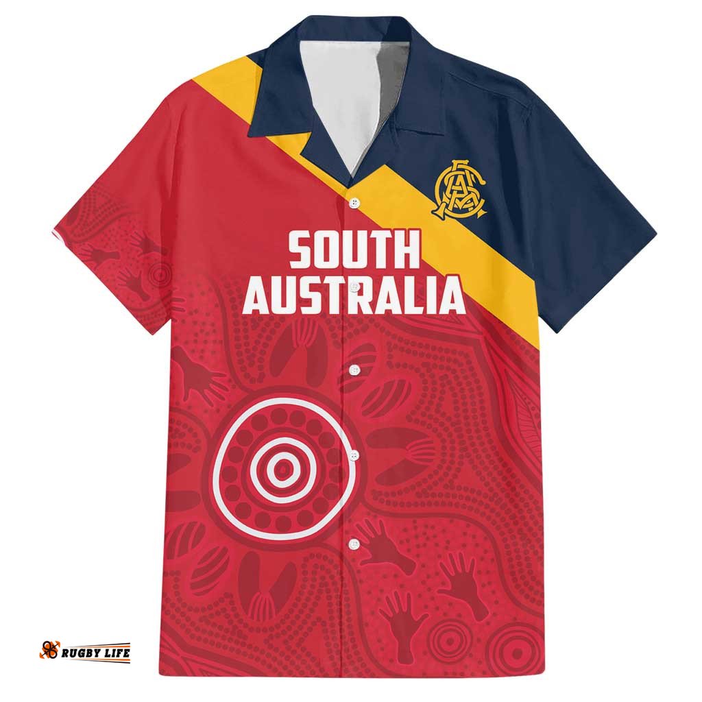 Custom South Australia Cricket Hawaiian Shirt Go Champions - Aboriginal Art LT14
