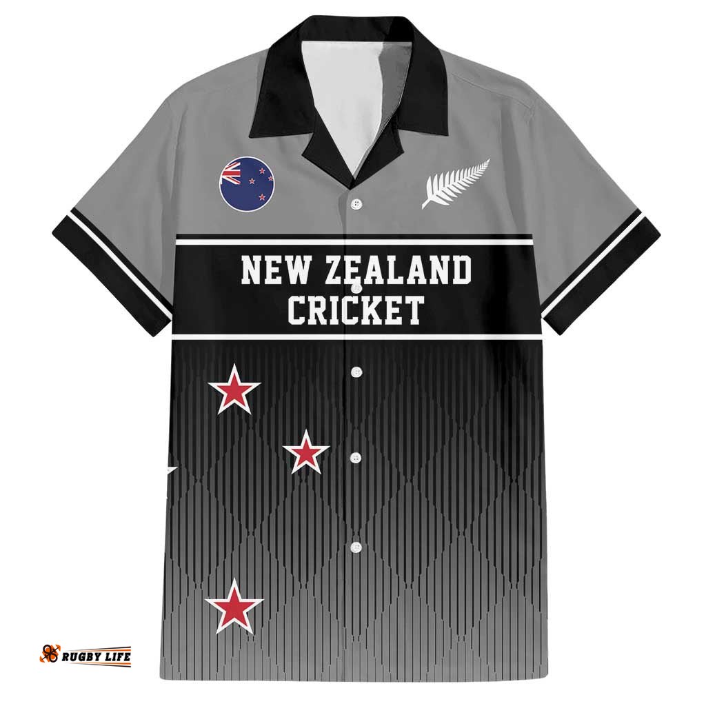 Custom New Zealand Cricket Hawaiian Shirt Black Cap Unbeatable LT05